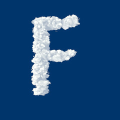 Clouds in shape of letter F on a blue background
