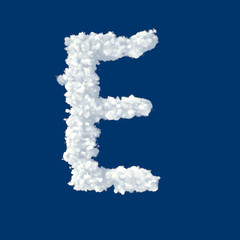 Clouds in shape of letter E on a blue background