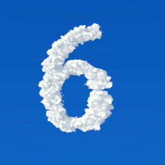 Clouds in shape of number six on a blue background