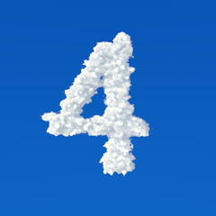Obraz premium Clouds in shape of number four on a blue background