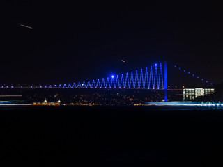 Bosphorus Bridge at Night - Blue Lights