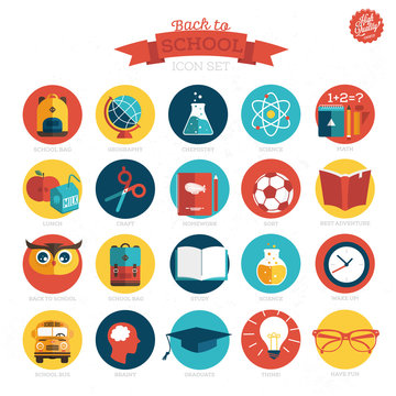 School icon set. Vector Illustration, eps10,