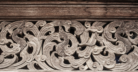 Wood carve,Thai old magnificent leaf texture wood carving