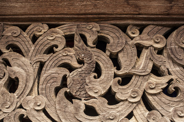 Wood carve,Thai old magnificent leaf texture wood carving