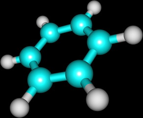 Benzene molecular structure on black background