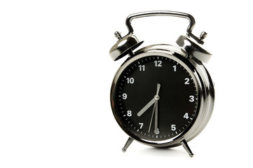 Black and silver alarm clock