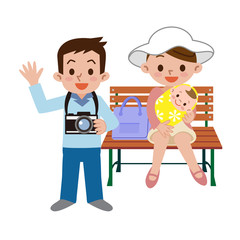 記念撮影をする家族