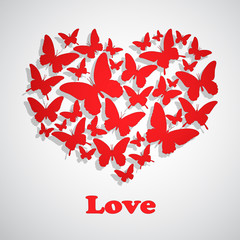 Fototapeta na wymiar Valentine's heart of butterflies
