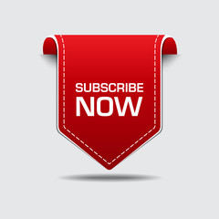 Subscribe Now Red Label Vector Icon
