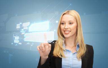 businesswoman working with virtual screens