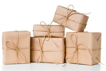 Several gift boxes, postal parcels