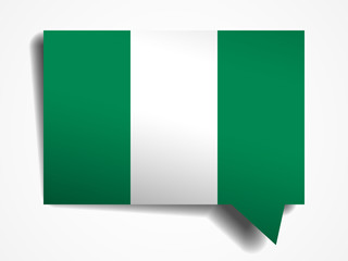 Nigeria flag paper 3d realistic speech bubble on white