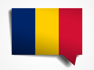 Chad flag paper 3d realistic speech bubble on white background