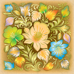Fototapeta na wymiar abstract grunge background with floral ornament