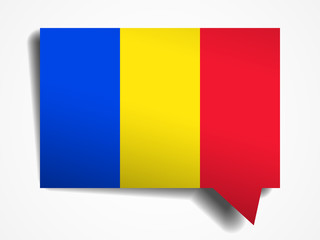Fototapeta premium Romania flag paper 3d realistic speech bubble