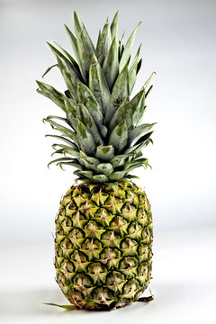 Fresh whole pineapple with great definition on white background