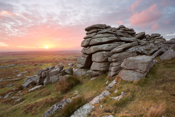 Sunset from Pew Tor Dartmoor Devon Uk © annacurnow
