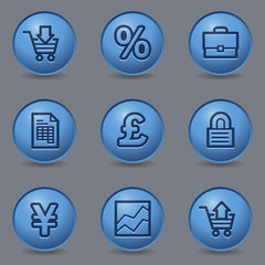 Business web icons, circle blue buttons