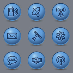 Communication web icons, circle blue buttons