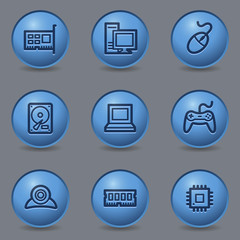 Computer web icons, circle blue buttons