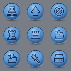 Data web icons, circle blue buttons