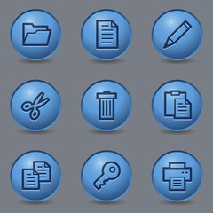 Document web icons, circle blue buttons