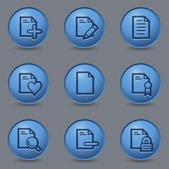 Document web icons, circle blue buttons