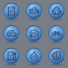 Ecology web icons, circle blue buttons