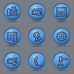 Finance web icons, circle blue buttons