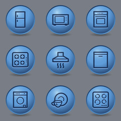 Home appliances web icons, circle blue buttons