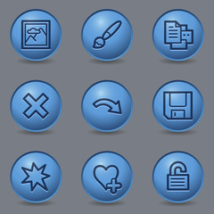 Image viewer web icons, circle blue buttons
