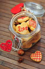 Jar with Cookies in the shape of Hearts