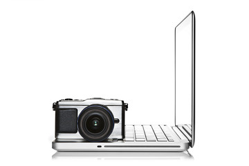 Camera and laptop