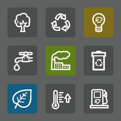 Ecology web icons set 1, flat buttons