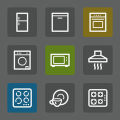 Home appliances web icons, flat buttons