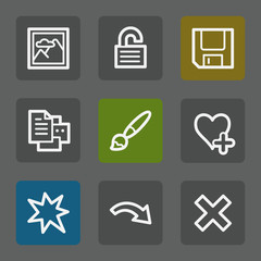 Image viewer web icons set 2, flat buttons