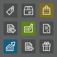 Shopping web icons set 1, flat buttons