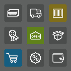 Shopping web icons set 2, flat buttons