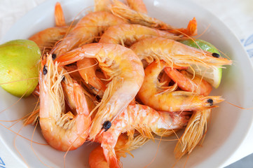 Boiled prawns