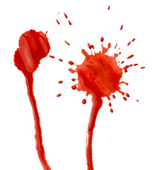 abstract blotch red drops on a white background