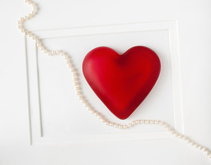 Red Heart with String of Pearls