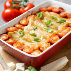 Tofu-Tomaten-Cannelloni mit Hefeschmelz