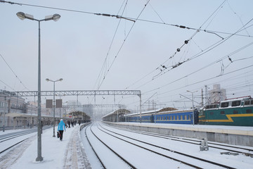 winter view of the railroad tracks