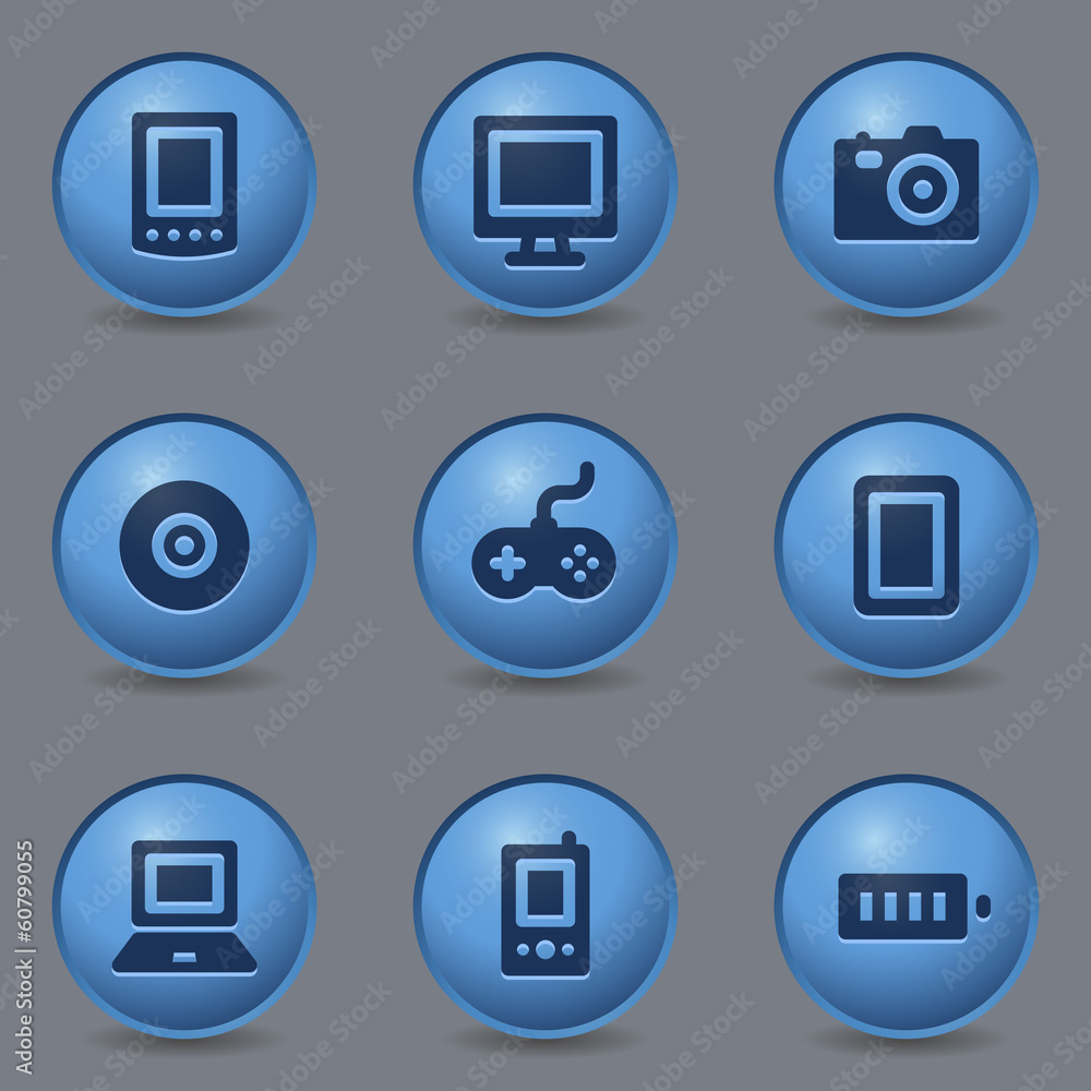 Canvas Prints Electronics web icons, circle blue buttons