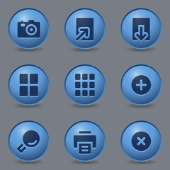 Image viewer web icons, circle blue buttons