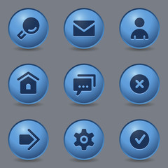 Basic web icons, circle blue buttons
