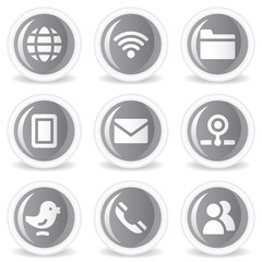 Communication web icons, grey glossy circle  buttons
