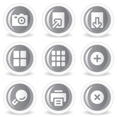 Image viewer web icons, grey glossy circle  buttons