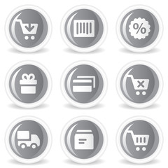 Shopping web icons, grey glossy circle  buttons