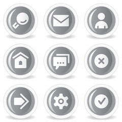 Basic web icons, grey glossy circle  buttons